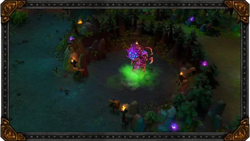 The old purple Baron Nashor in his pit on the original Summoner's Rift jungle